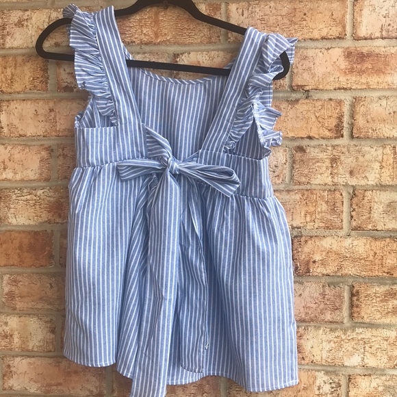 NWT SHEIN ruffle armhole tie back striped blouse - Picture 7 of 7